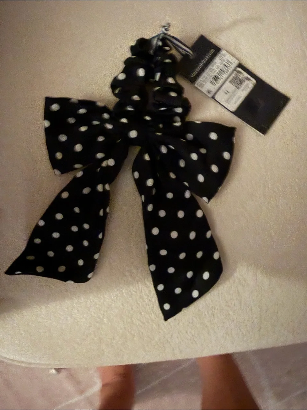 Vineyard Vines Navy & White Polka Dot Bow Scrunchie
